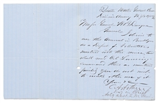 Chester Arthur Letter Signed from April 1861, Just Days Into the Civil War -- Arthur Searches for a Location to Organize New York Volunteers