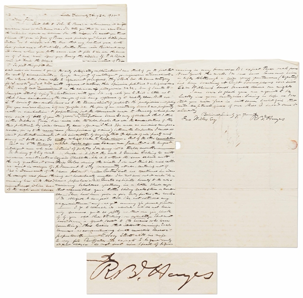 Rutherford B. Hayes Autograph Letter Signed, with Exceptional Political Content -- …the downward road to anarchy which finds its grave in military depotism seems so easy of descent…