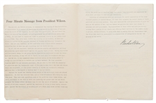 Woodrow Wilson Speech Draft, Hand-Annotated as President -- Wilson Writes Fiery Rhetoric Regarding the Evils of Germany During WWI -- ''…Against the horror of military conquest…''