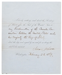 Andrew Johnson Warrant Signed as President, Regarding the Consular Convention Between the United States and Italy