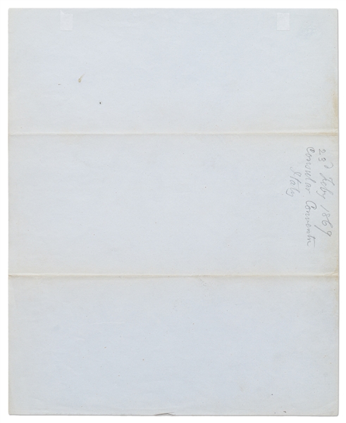 Andrew Johnson Warrant Signed as President, Regarding the Consular Convention Between the United States and Italy