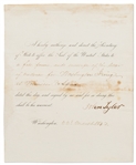 John Tyler Warrant Signed as President, Ordering the Appointment of Washington Irving as U.S. Ambassador to Spain