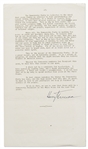 Harry Truman Signed Press Release of His Speech at the Jefferson-Jackson Dinner in March 1952 -- Likely Signed as President