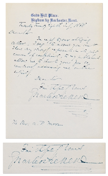 Charles Dickens Autograph Letter Signed from 1868