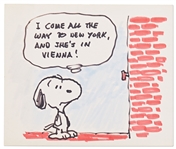 Charles Schulz Hand-Drawn Sketch of Snoopy Measuring Over 9 x 8