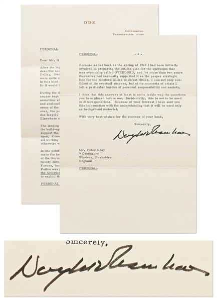 Important Dwight D. Eisenhower Letter Signed Regarding D-Day -- Marked ''PERSONAL'', Eisenhower Describes in Detail Planning for Over 2 Years & Then Executing the Normandy Invasion