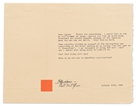 Frank Lloyd Wright Letter Signed from October 1945 Disputing a Magazine Article Quoting Him as Saying ''Let the Japs do it themselves'', Regarding Rebuilding the Imperial Hotel
