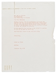 Frank Lloyd Wright Letter Signed Regarding a ''beautiful blue rug'' & Payment for the ''State Fair scheme'' Referencing the Marin County, California Fairgrounds Pavilion and Amphitheatre Projects