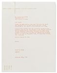 Frank Lloyd Wright Letter Signed Regarding a ''beautiful blue rug'' & Payment for the ''State Fair scheme'' Referencing the Marin County, California Fairgrounds Pavilion and Amphitheatre Projects