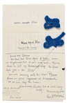 Frank Lloyd Wright Letter Signed Regarding a ''beautiful blue rug'' & Payment for the ''State Fair scheme'' Referencing the Marin County, California Fairgrounds Pavilion and Amphitheatre Projects