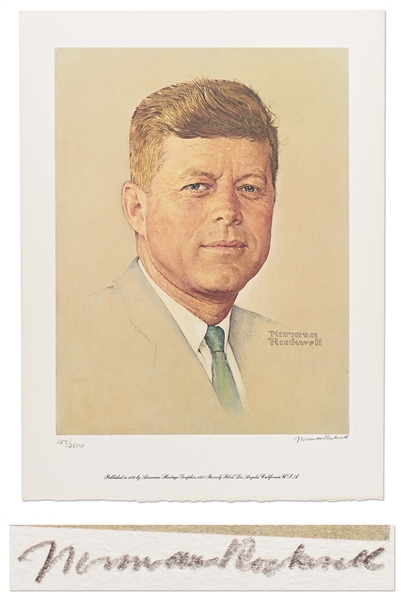 Norman Rockwell Signed Limited Edition Lithograph of John F. Kennedy -- Appeared as the Cover of The Saturday Evening Post in 1960