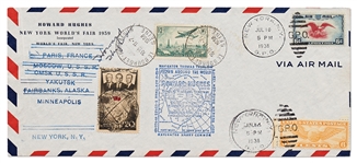 Howard Hughes Signed Flight Crew Cover -- Carried Aboard Hughes' Historic & Record-Breaking 1938 Round-the-World Flight