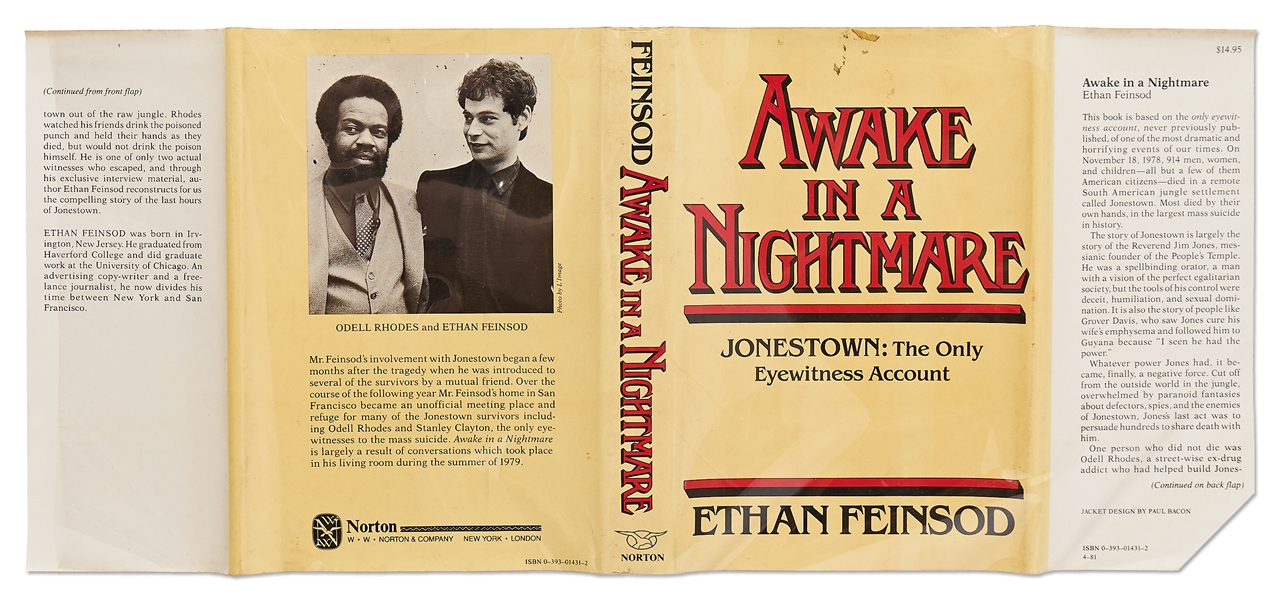 Jonestown Massacre Signed Book by Ethan Feinsod, the Only Eyewitness -- 222pp. Hardcover with Dust Jacket -- Very Good