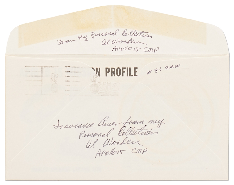 Apollo 15 Crew-Signed NASA Insurance Cover -- From Al Worden's Personal Collection, and Also With His Signed COA