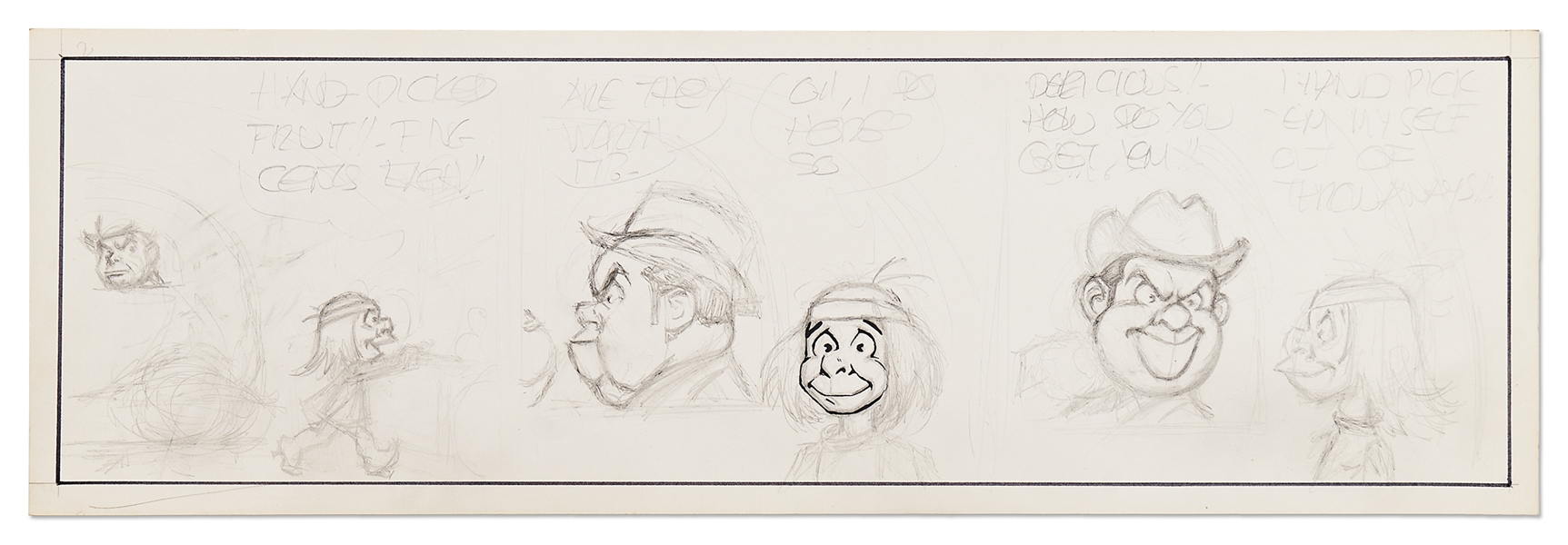 Al Capp Draft Comic Strip Artwork
