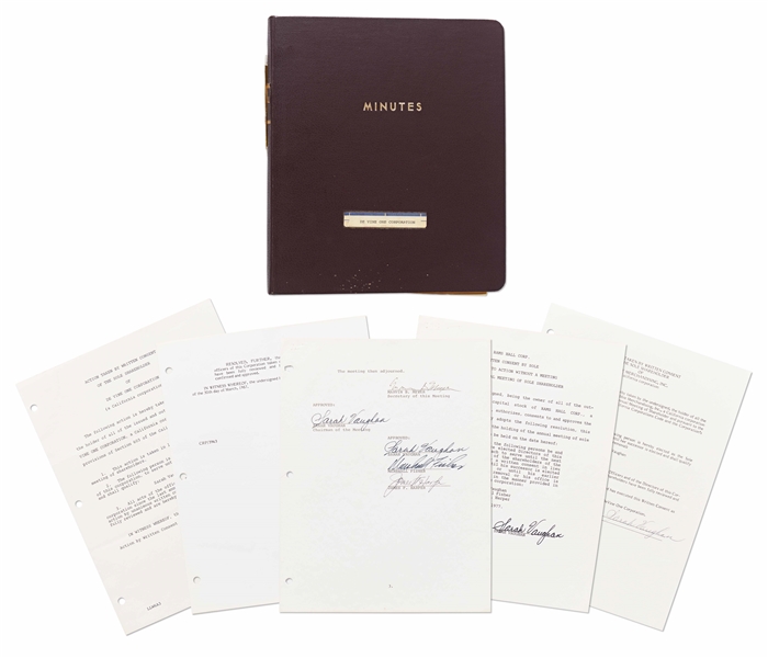 Jazz Singer Sarah Vaughan Lot of 5 Documents Signed Related to Her Corporation De Vine One