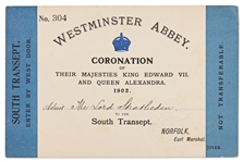 Admission Card to the Coronation of King Edward VII and Queen Alexandra in 1902