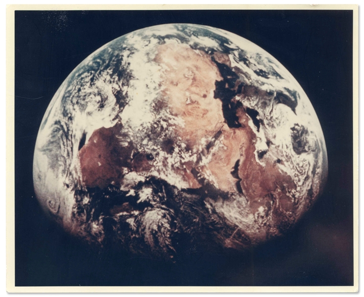 NASA Photo on ''A Kodak Paper'' Showing Earth from Space Almost Fully Illuminated