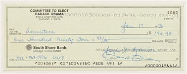 Barack Obama Check Signed from the Committee to Elect Barack Obama Bank Account