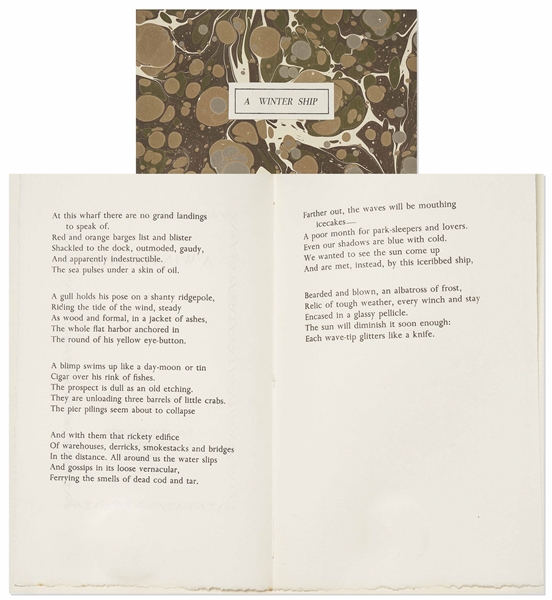 First Edition of Sylvia Plath's Poem ''A Winter Ship'' -- One of Only 60 Copies Extant, Personally Owned by Sylvia Plath