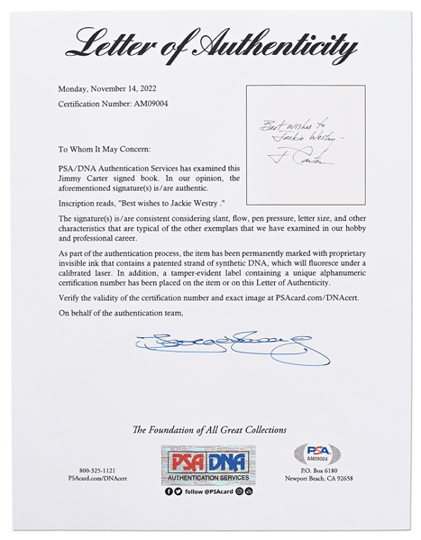 Jimmy Carter Signed First Edition of His Book ''Sharing Good Times'' -- With PSA/DNA COA