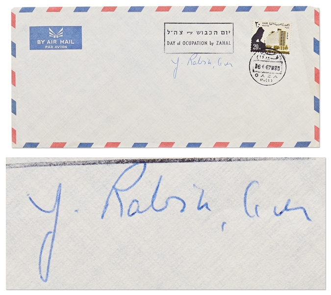 Yitzhak Rabin Signed Envelope from the UNRWA, the United Nations Agency Providing Relief to Palestinian Refugees -- With PSA/DNA COA