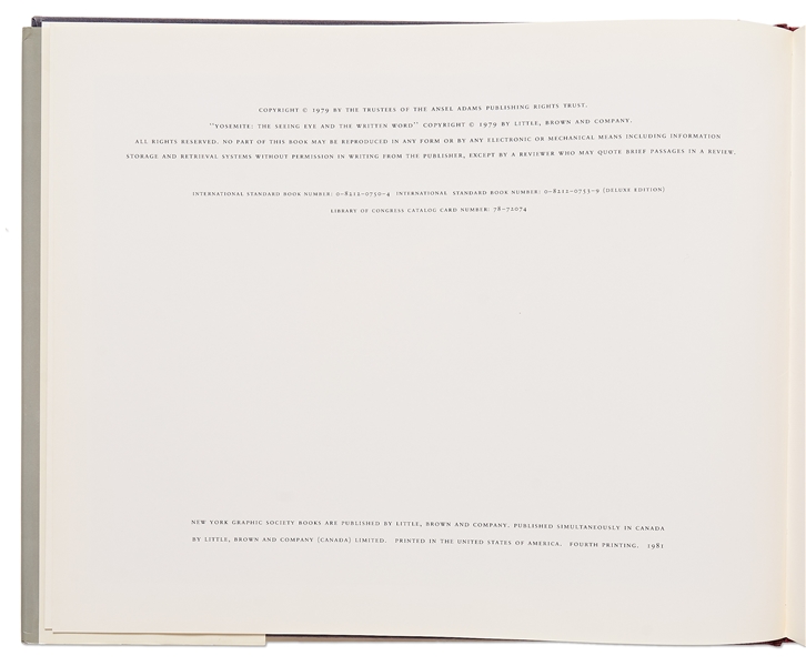Ansel Adams Signed Copy of His Quintessential Oversized Photography Book, ''Yosemite and the Range of Light'' -- With PSA/DNA COA