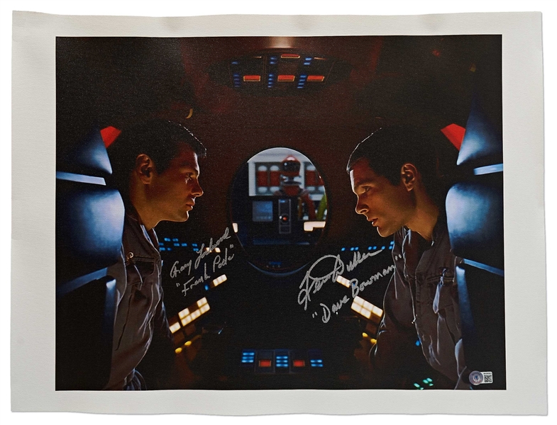 Keir Dullea and Gary Lockwood Signed ''2001: A Space Odyssey'' Artwork Measuring 18'' x 23.75'' -- With Beckett COA