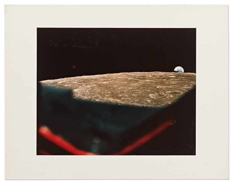 NASA 10'' x 8'' Photograph from Apollo 8 Showing the Earth Rising Above the Moon