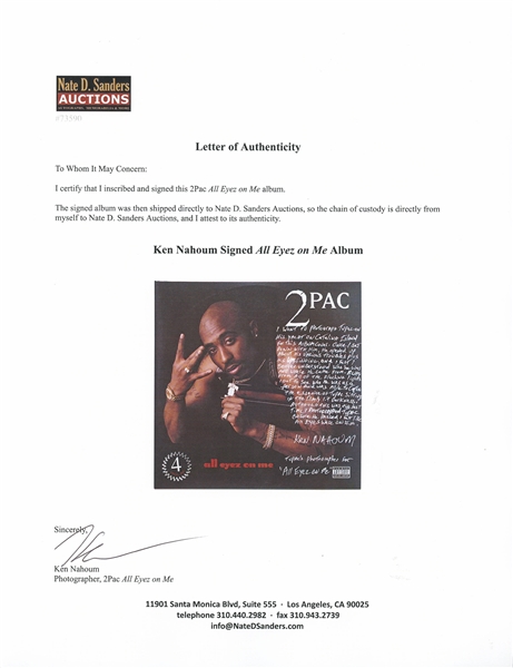2Pac ''All Eyez on Me'' Album Signed by Photographer Ken Nahoum Who Describes How He Captured the Revealing Photos of Tupac