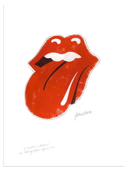 Original Artwork of the Famous Rolling Stones' Tongue and Lips Logo, Drawn by Its Creator John Pasche -- Measures 23.625 x 33