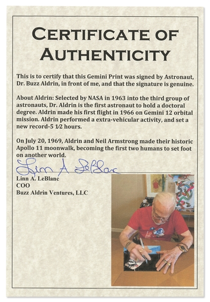 Buzz Aldrin Signed 10 x 8 Spacewalk Photo