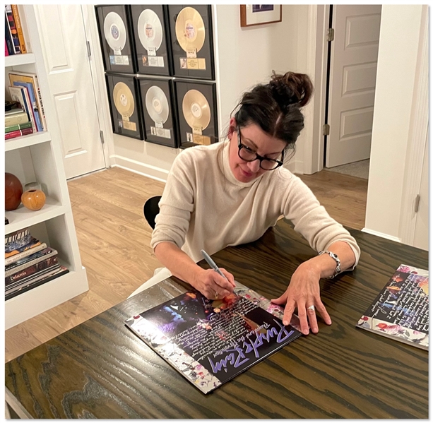 Purple Rain Designer Laura LiPuma Signed Album Cover with Handwritten Details on Its Iconic Design -- …We picked the purple he wanted to use (PMS 272)…