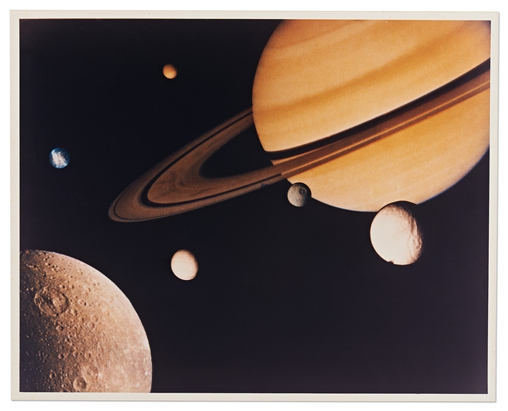 NASA 10'' x 8'' Photo of Saturn and Its Moons