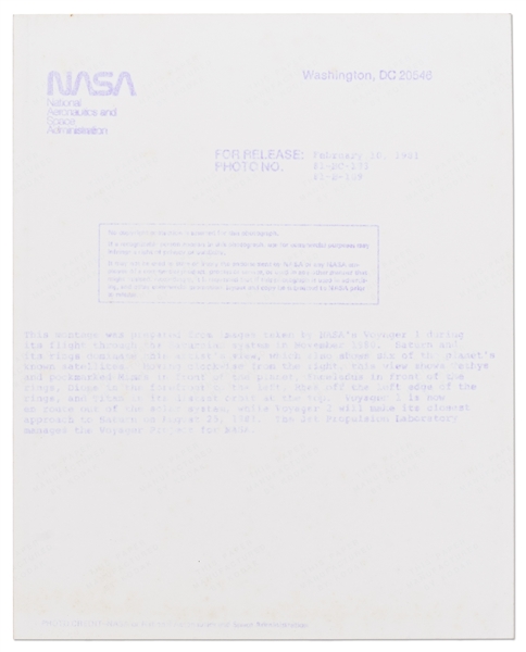 NASA 10'' x 8'' Photo of Saturn and Its Moons