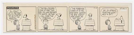 Original Charles Schulz Hand-Drawn Peanuts Comic Strip from 1960 -- Snoopy Might Lose His Dog House to Eminent Domain
