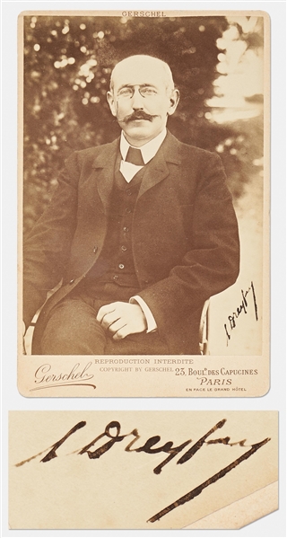 Alfred Dreyfus Signed Cabinet Card -- The Man Wrongfully Convicted of Spying for Germany in the Dreyfus Affair