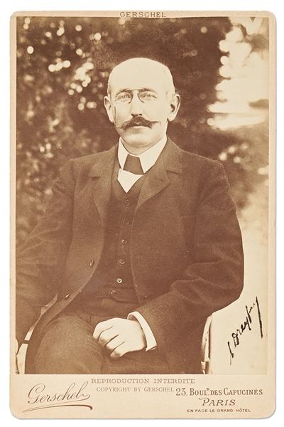 Alfred Dreyfus Signed Cabinet Card -- The Man Wrongfully Convicted of Spying for Germany in the Dreyfus Affair