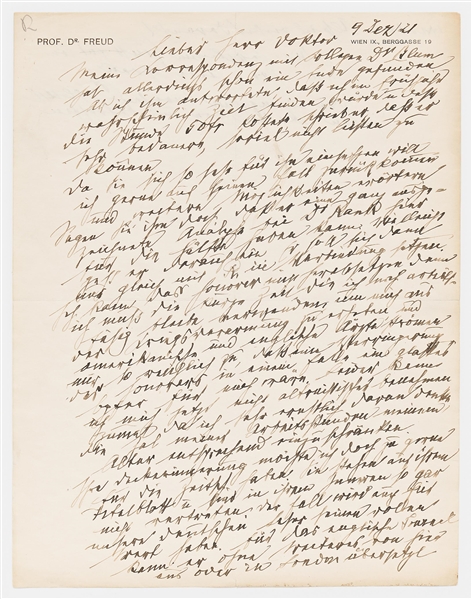 Sigmund Freud Autograph Letter Signed -- ''.... I cannot reduce my honorarium for I must...lift myself out of the war-time poverty...I cannot behave altruistically now...''