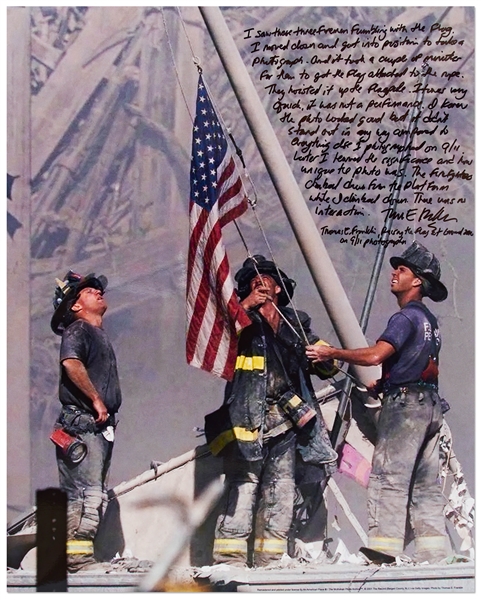 Thomas E. Franklin, 9/11 Photographer of ''Raising the Flag at Ground Zero'', Signed 16'' x 20'' Photo with His Handwritten Essay About 9/11