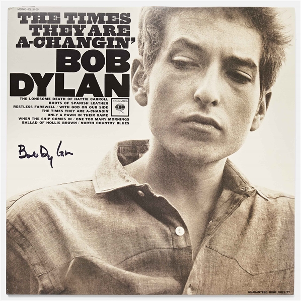 Bob Dylan Signed Album ''The Times They Are A-Changin''' -- With Jeff Rosen COA