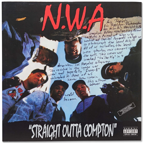 ''Straight Outta Compton'' LP Record Album Signed by the Photographer of the Iconic Photo, with Story About How It Came to Be