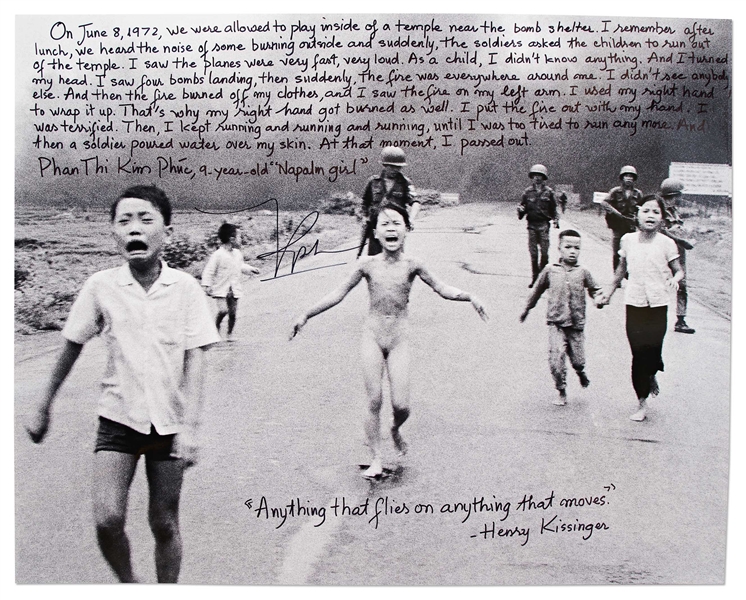 Kim Phuc Phan Thi Signed 20'' x 16'' Photo -- ''Napalm Girl'', the Face of the Vietnam War, Here Gives Witness to Her Napalm Attack in Vietnam