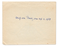 Carl Jung Autograph Letter Signed -- ''...characteristics may...be passed on in inheritance, and reincarnation or something like it may occur as well. This contradicts my previous assumptions...''