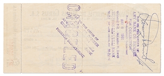 Sammy Davis Jr. Endorsed Check -- With PSA/DNA COA