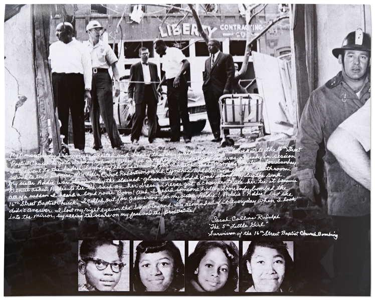 Sarah Collins Handwritten & Signed 20'' x 16'' Photo Essay on Surviving the 16th Street Church Baptist Bombing in 1963 -- Collins is ''The 5th Little Girl'' Lone Survivor