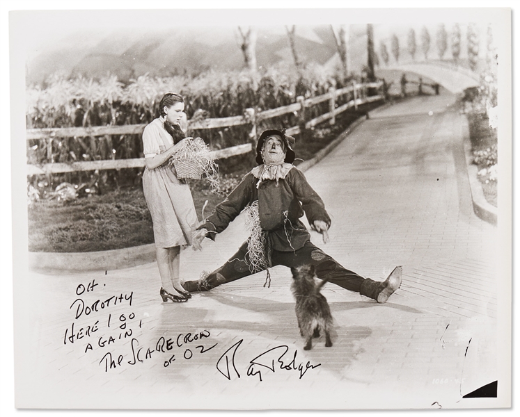 Ray Bolger Signed 8'' x 10'' Photo as the Scarecrow in ''The Wizard of Oz'' Without Inscription -- Bolger Writes, ''Oh! Dorothy Here I go again!'' -- With PSA/DNA COA