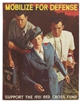 Norman Rockwell Red Cross Lithograph During the Korean War Urging Americans to Mobilize for Defense