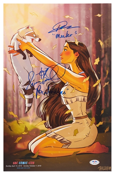 ''Pocahontas'' Poster Signed by Irene Bedard Who Voiced the Character of Pocahontas and John Kassir Who Voiced Her Pet Raccoon -- With PSA/DNA COA