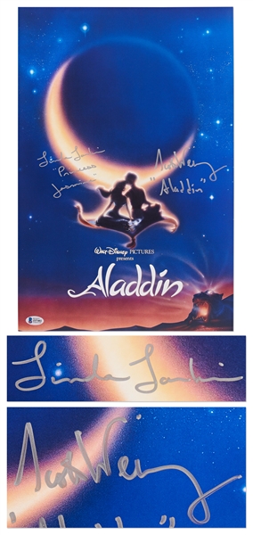''Aladdin'' Poster Signed by Scott Weinger Who Voiced the Character of Aladdin and Linda Larkin Who Voiced Princess Jasmine -- With Beckett COA